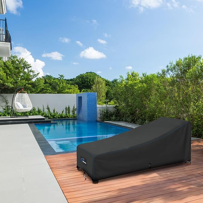 SIRUITON Outdoor Chaise Lounge Cover, Heavy Duty Waterproof & UV Resistant Patio Outdoor Pool Durable Lounge Chair Covers 84" L X 32" W X 32" H