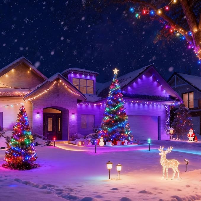 SOLARBABY Solar Christmas Lights Outdoor,142Ft 400 LED Crystal Beads Solar String Lights with Remote,19 Mode Christmas Light Solar Power Waterproof for Garden Patio Xmas Tree Christma Decor,Multicolor