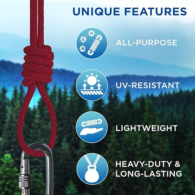 TECEUM Cotton Rope 3/16” (5 mm) – 100 FT – Strong All-Purpose Braided Rope – Natural Cotton – for Crafting, Сamping, Clothes Line, DIY, Indoor & Outdoor Use – Crimson