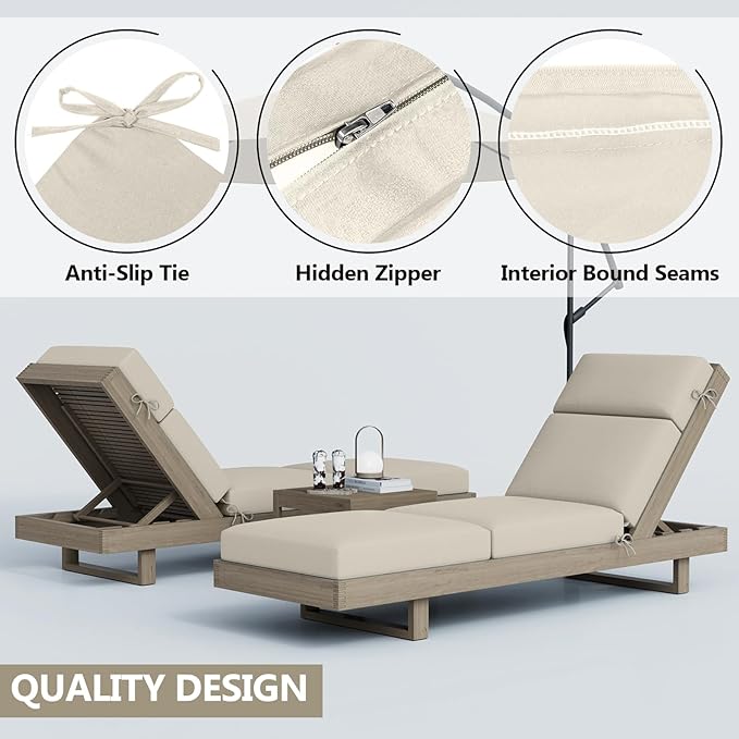 4 Pcs Chaise Lounge Cushions Outdoor, 80 x 26 x 4 Inch Lounge Chair Cushions for Outdoor Furniture - Waterproof Lounge Patio Replacement Cushion, 4In Fade-Resistant ThickPatio Chaise Lounge Cushion