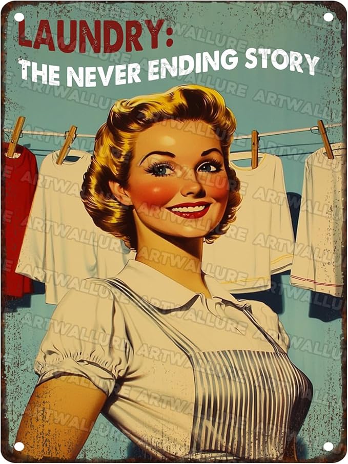 Laundry Room Vintage Sign Laundry The Never Ending Story Metal Sign Retro Woman Poster Funny Vintage Decor 12x16inch
