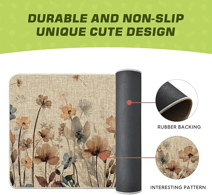 Artoid Mode Poppy Floral Leaves Spring Doormat, Home Summer Decor Low-Profile Switch Rug Door Mat Floor Mat for Indoor Outdoor 17x29 Inch