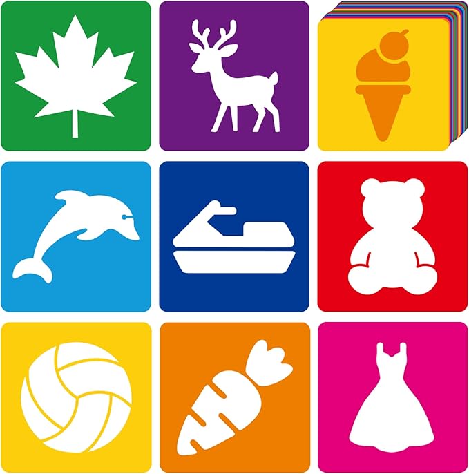 24 Piece Stencils Sidewalk Chalk Stencils Outdoor Stencil for Painting Garden Themed Stencil Kids Style Collection (5 in-Various)