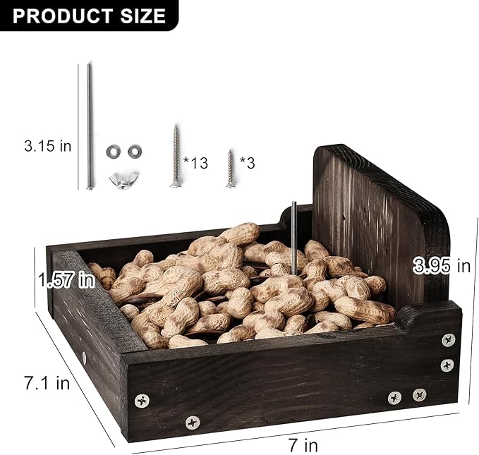 Durable Squirrel Feeder Outside, Squirrel Feeders for Outdoors, Chipmunk Feeder for Patio, Lawn, Garden, Squirrel Food for Backyard Squirrels Holds Corn Cobs, Peanut (Dark Brown, Medium)