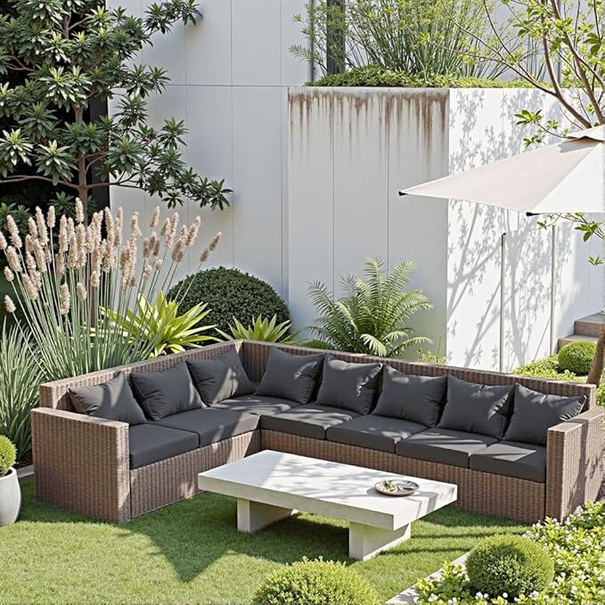 Outdoor Seat Cushion Set 22 x 24 x 4 Inch, Waterproof & Fade Resistant Patio Furniture Cushions with Removable Cover and Ties, Thick Deep Seating Pads for Outside Chair Sofa Couch, Grey
