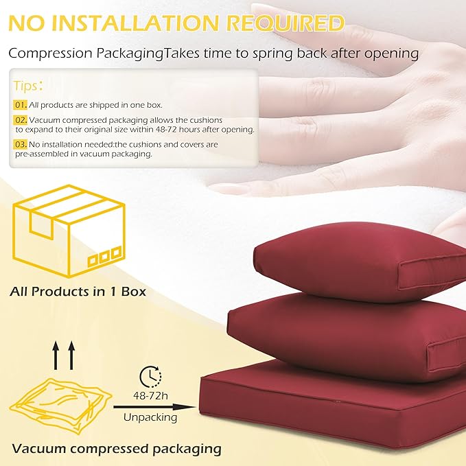 HOMREST Outdoor Replacement Cushions for Patio Furniture,Water-Repellent Sofa Cushion for 6-Seat Rattan Wicker Sectional Patio Conversation Sets,14-Piece Cushions Set for Outdoor Couch（Burgundy Red）