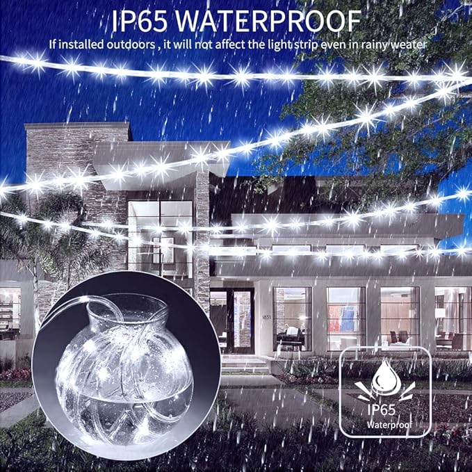 Solar Fairy Lights 33Ft 100 LED Rope Lights for Outside 8 Modes White Fairy Light Solar Outdoor for Patio Fence Party Garden Yard Home Holiday Tree Decoration.