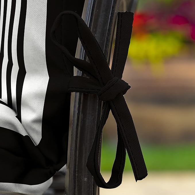 Arden Outdoor Patio Dining Chair Cushion, 20x44, Rain-Proof Seat Pad, Fade-Resistant Outdoor Cushion Black Cabana Stripe