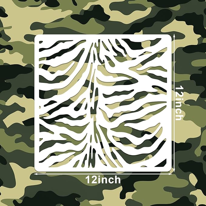 9 PCS 12 Inch Camouflage Stencils, Digital Camo Reusable Plastic Paint Templates for Painting on Wood, Camouflage Stencils House Furniture Fabric Wall Fabric DIY Crafts Decorations