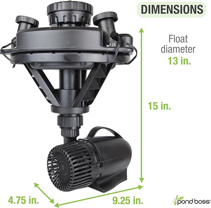 Pond Boss DFTN12003L Floating Fountain With Lights, 50 Foot Power Cord, 1/4 hp
