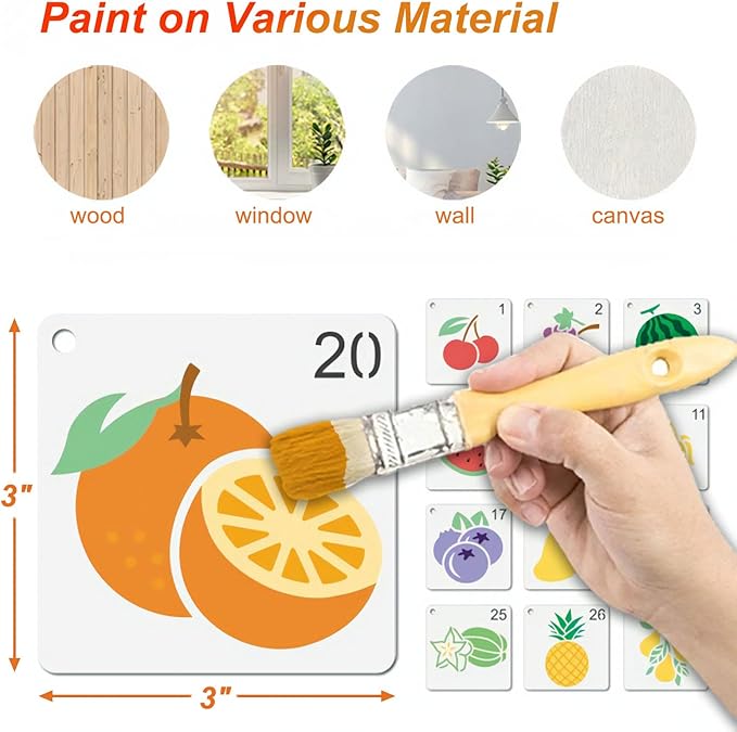 Fruit Stencils for Painting - 64PCS Fruit Patterns Small Stencils for Crafts & DIY Projects