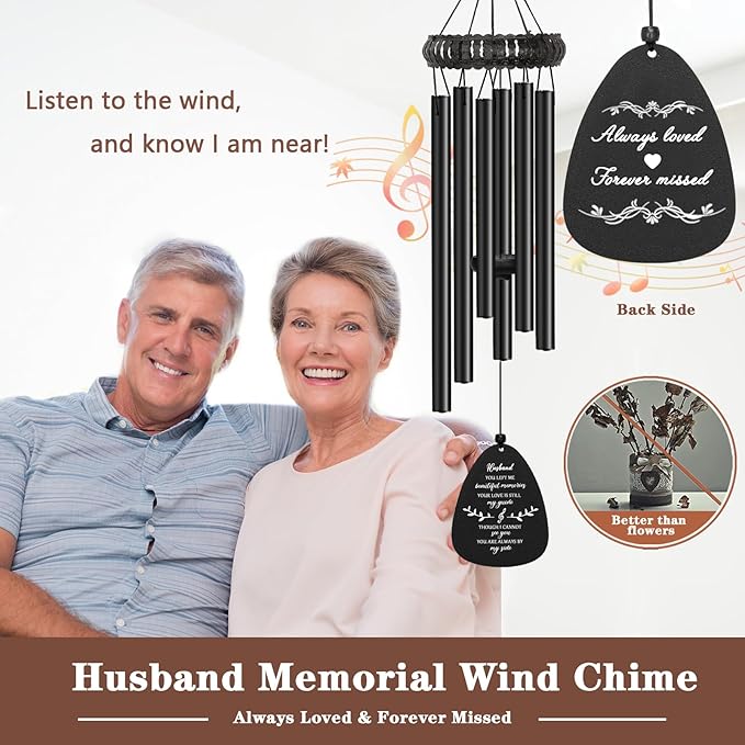 Memorial Gifts for Loss of Husband, Memorial Wind Chimes for Loss of Husband, Loss of Husband Sympathy Gift, Bereavement Remembrance Funeral Grief Gifts for Loss of Husband