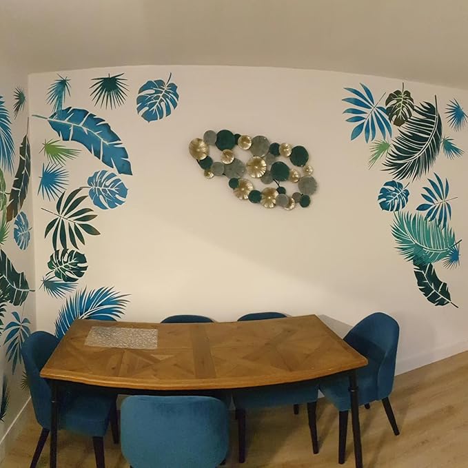 Large Leaf Stencils for Painting on Walls Fern Palm Stencil Tropical Leaves Wall Stencils for Crafts Furniture Wood Fabrics