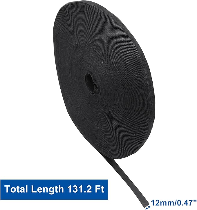 Plant Ties 131ft Feet, Plant Tape Reusable Nylon Hook and Loop Tape, Garden Strap for Climbing Plants Supports, Tree Ties for Flower Vine Tomato Branches, Cable Wire (Black)