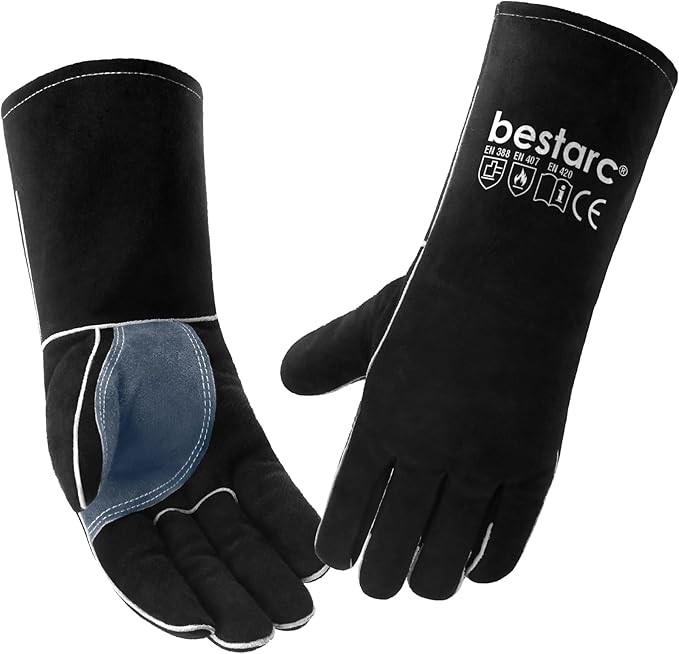 bestarc Leather Forge MIG Welding Gloves, 932℉ Heat Resistant Welding Gloves with Kevlar Stitching for MIG, TIG, Stick, Forge