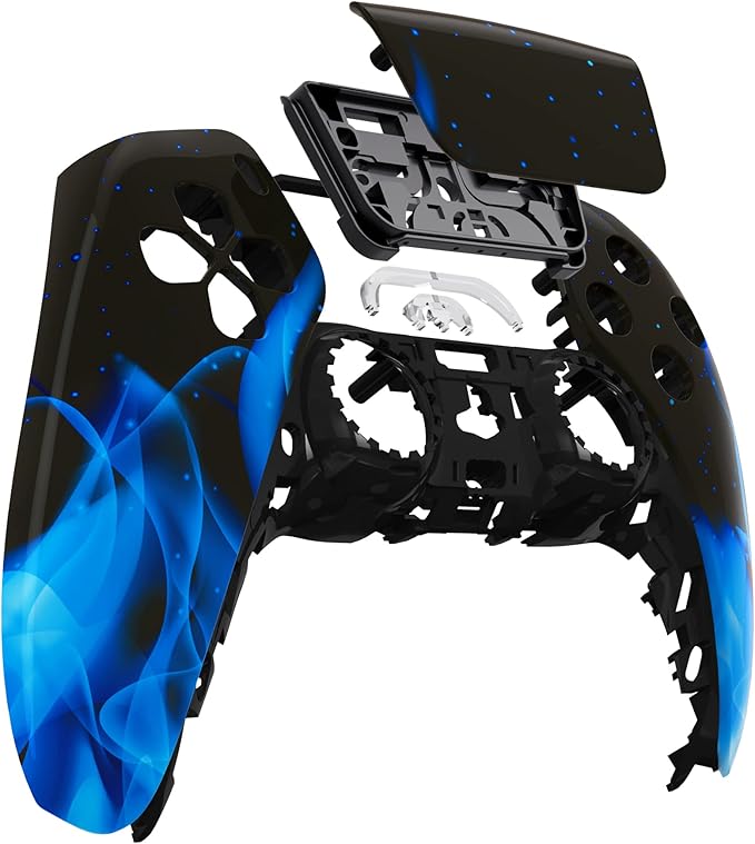 eXtremeRate Blue Flame Touchpad Front Top Shell Compatible with ps5 Controller BDM-010 020 030 040 050, DIY Replacement Shell Custom Touch Pad Cover Compatible with ps5 Controller