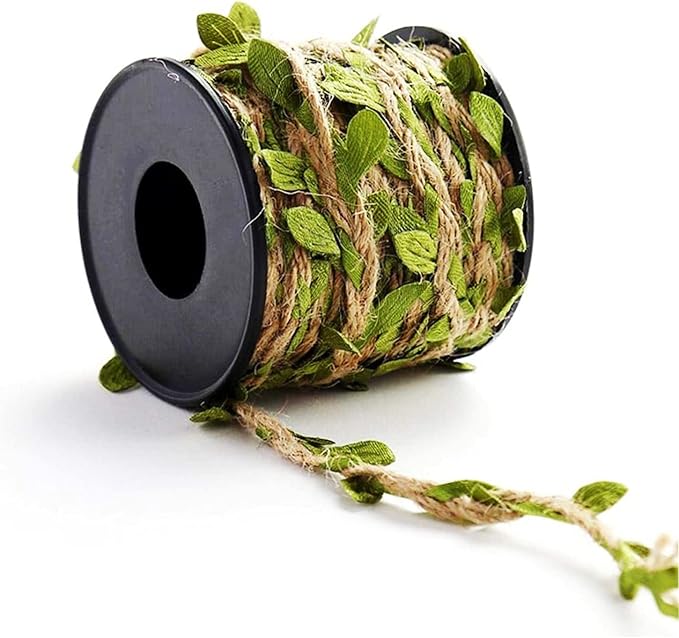 33 feet Natural Twine Green Leaf Jute 3ply 2MM Rope Hemp Burlap Ribbon String Heavy Duty Hanging Gardening Decoration or for Arts and Crafts
