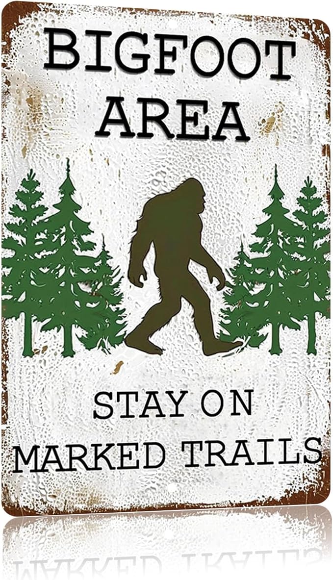 Big Foot Sasquatch Gifts,Vintage Funny Metal Bigfoot Signs for Outdoor,Garden,Street,Forest,Yard Decor,8x12 Inches