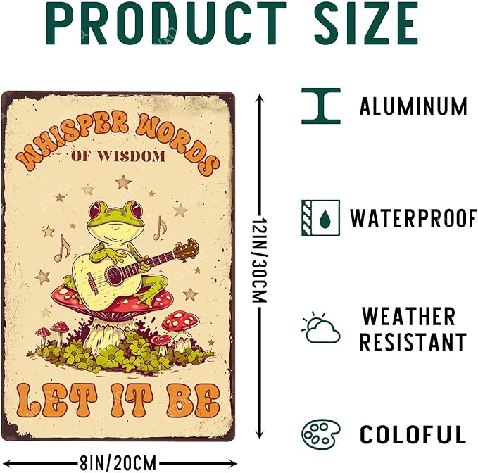 Funny Metal Signs Whisper Words Of Wisdom Let It Be Vintage Tin Sign Retro Wall Decor for Home Office Farmhouse Yard Garden Shop Cafe 8×12 Inches