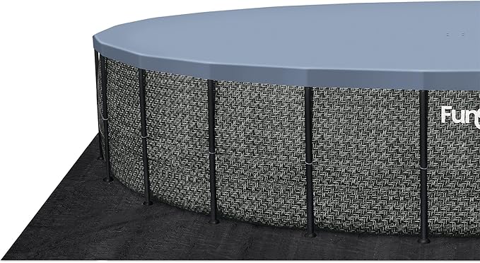 Funsicle Oasis Designer 24' x 52" Round Above Ground Swimming Pool, with 12" Sand Filter Pump, Ladder, Maintenance Kit, Cover, Ground Cloth & Repair Patch, Dark Herringbone
