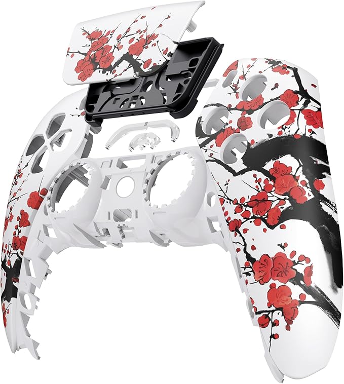 eXtremeRate Winter Blossom Front Housing Shell with Touchpad Compatible with p s 5 Controller BDM-010 020 030 040 050, DIY Replacement Shell Custom Touch Pad Cover Compatible with p s 5 Controller