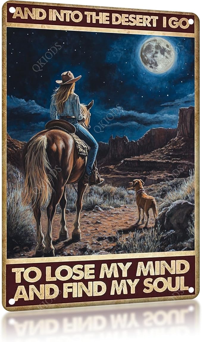 And Into The Desert I Go to Lose My Mind Vintage Metal Signs Funny Tin Sign Retro Indoor Outdoor Wall Decor for Home Office Bar Cafe Pub Garden Yard Garage 12×16 Inch