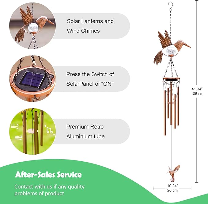 Wind Chimes Outdoor Indoor Decor: Melodious Valentines Day Gifts for Her Wife Women Mom Grandma Birthday - Weatherproof Metal Outdoor Decor Easy Hanging for Garden Patio Tree Window Memorial