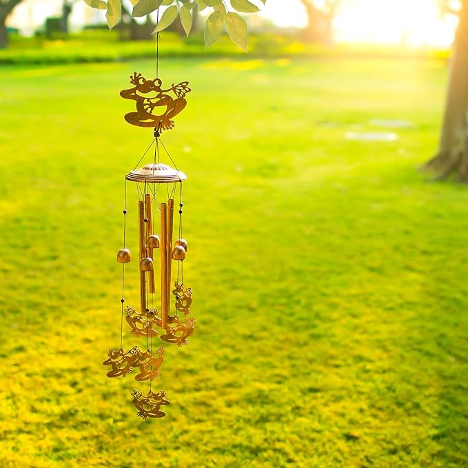 Frog Wind Chimes for Outside,Frog Gifts for Women Men/Memorial Gifts/Sympathy Gift/Birthday Gift Metal windchimes Outdoors/Indoors,Garden Decor,Patio,Home,Porch,Yard Decorations