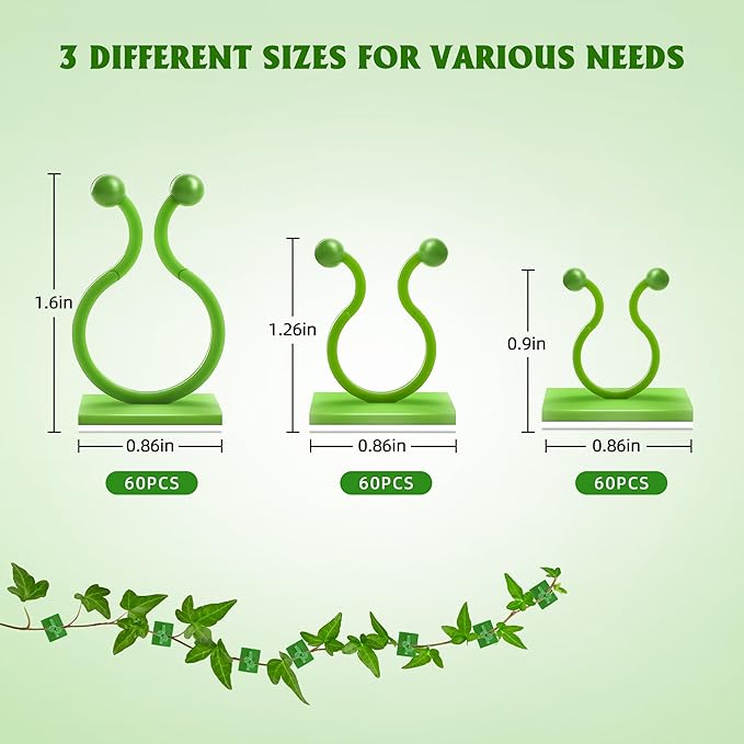 Wall Clips for Climbing Plants 180 PCS, Plant Clips for Climbing Plants, Wall Plant Holder for Vines Plant Clips for Indoor Plants, Vine Wall Clips Plant Hooks for Vines (Green)