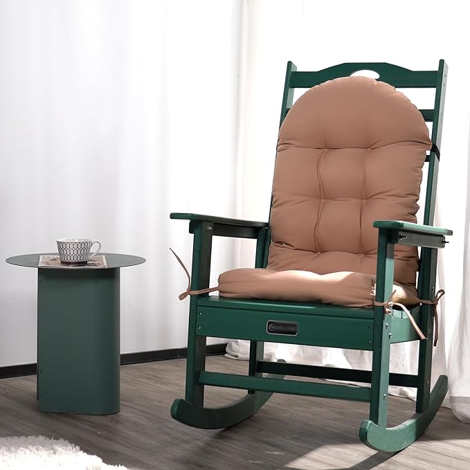 Adirondack Chair Cushion, Extra Thick High Back Rocking Chair Cushion 47x19.6x4 Inch, Folding Patio Pads with Ties, Waterproof & Fade-Resistant Seat Pads Indoor/Outdoor (Khaki)