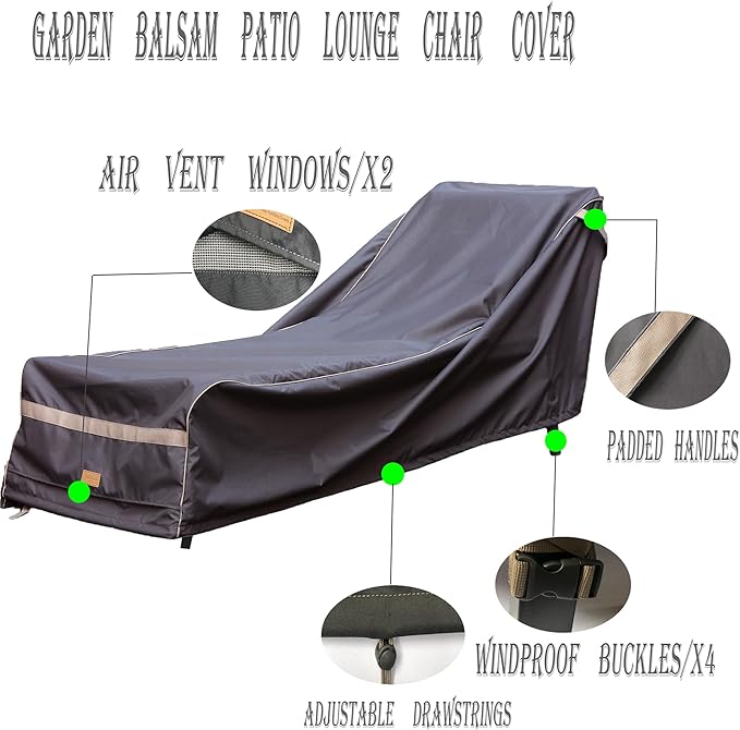 Patio Chaise Lounge Cover Waterproof, Heavy Duty Outdoor Lounge Chair Covers, Dark Grey Durable Patio Furniture Covers, 2Pack,78" L*34" W*30" H