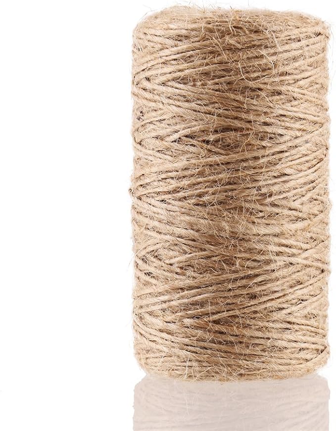 CCINEE 328 Feet Natural Jute Twine 1MM for Arts and Crafts Jute Rope Packing String for Gardening String Natural Rustic String Gift wrap Twine
