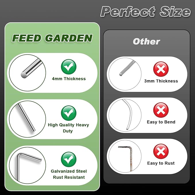 FEED GARDEN 7 Inch Tent Stakes 50 Pack Yard Inflatable Stakes for Outdoor Decorations Metal Pegs Heavy Duty Garden Hooks Camping Tent Spikes for Canopies, Tarp and Outdoor Christmas Decorations
