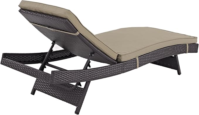 Modway Convene Wicker Rattan Outdoor Patio Chaise Lounge Chair in Espresso Mocha