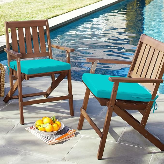 idee-home Outdoor Chair Cushions Set of 4, 19" x 19" Outdoor Seat Cushion Waterproof Patio Furniture with Ties, Dining Chair Pads