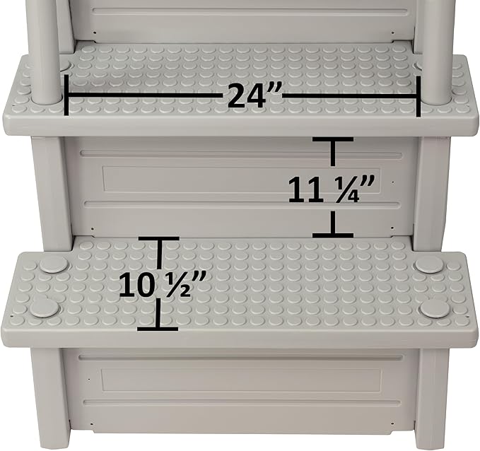 Aqua Select Anti-Slip in-Pool Steps | Cloud Grey/Grey Steps | for Above Ground Swimming Pools | Can Mount to Decks 48" to 54" H | Safety Stairs Capacity Up to 350 lbs