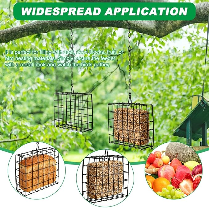 2Pcs Bird Feeder for Outdoors Suet Cage Bird Feeder,Suet and See d Block Cage,Hanging Birds Feeder,Hanging for Garden Yard Outside - Suet Cake Feeders fo Attracting Birds