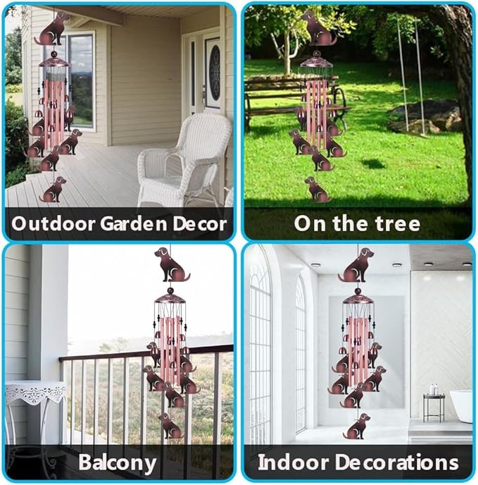 Dog Wind Chimes for Outside,Metal Windchimes,Dog Easter Gifts for Women/Men,Wind Chime Garden Decor Outdoor,Memorial/Housewarming/Birthday/Festival Gifts,Front Yard Decor