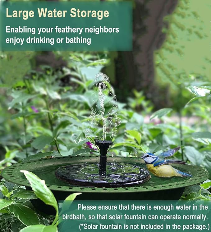 Garbuildman 28-inch Lightweight Birdbaths Antique Decoration Detachable Birdfeeder & Bird Bath for Outdoor Garden, Oblong Dark Green