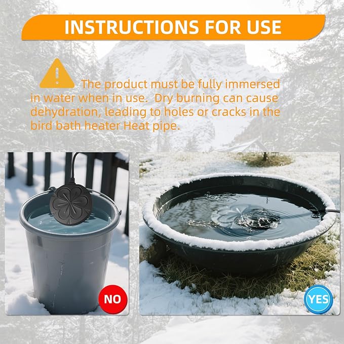 2Pack 110W Bird Bath Heater for Outdoors in Winter–Cast Aluminum Submersible Pond Deicer,Thermostatic Chicken Water Heater