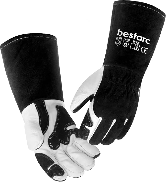bestarc Leather Forge MIG Welding Gloves, 932℉ Heat Resistant Welding Gloves with Kevlar Stitching for MIG, TIG, Stick, Forge