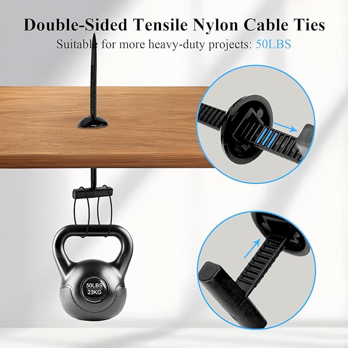 50PCS Upgraded Nylon Universal Cable Tie Buckle,Self-Locking Multifunctional Zipper Clips, Zip Ties Heavy Duty with UV Resistance for Car Bumper Fender Repair, Home, Garden, and Outdoor Organization