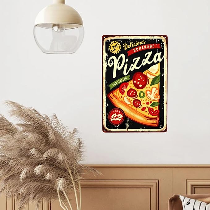 Pizza Vintage Metal Tin Sign Retro Rustproof Funny Art Wall Decor Gift 8x19 Inch