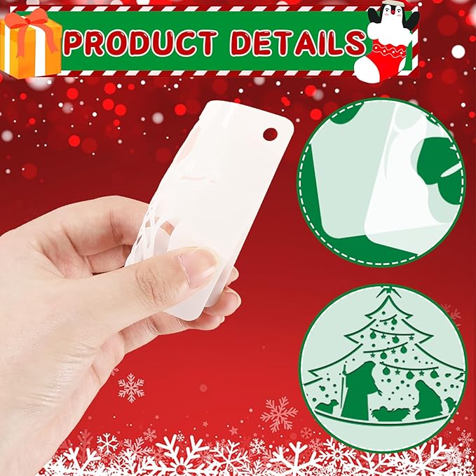 JULMELON Christmas Stencils - 20 Pcs Reusable Nativity of Jesus & Religious Scene Stencils for Painting on Wood, Fabric & Canvas