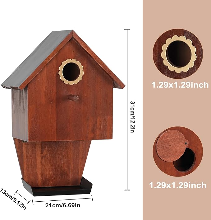 Bird Houses for Outsid,Wood Birdhouse,Hanging Bird Feeder,Garden Wild Bird Feeders for Bluebird Finch Cardinal Hummingbirds Chickadee Wren, Gift for Bird Lovers