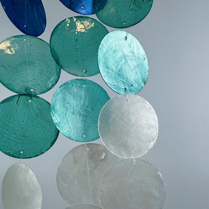 Wind Chimes for Outside Handcrafted Blue Dream Catchers Capiz Shells Seashell Sea Glass Arts Windchime Beach Coastal Crafts Garden Decor Gardening for Women Patio Finds