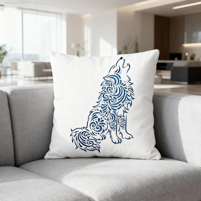 TIAMECH A4 Reusable Wolf Stencil for Painting - Sit Wolf Dog Layering Template, DIY Wall Art, Wood Furniture, Scrapbook & Crafts (8.3x11.7inch)