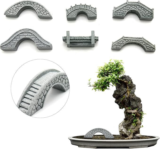 MDEOOSKY 6PCS Mini Stone Bridge Ornaments for Garden Outdoor Decor Porch Yard Potted Plants Micro Landscaping Tiny Home Kit Art Statues Ornament