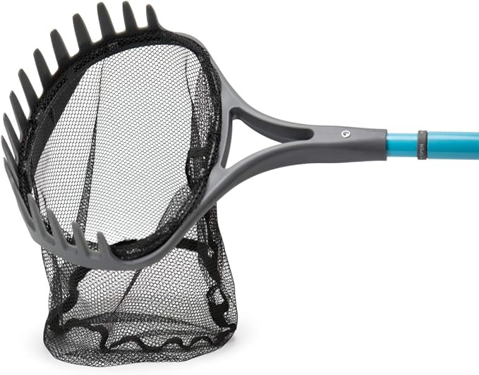 Aquascape Pond Shark, 3-in-1 Pond Net with Rake and Scraper, Telescopic Handle Extends to 60 Inches, Heavy-Duty Multi-Tool for Pond and Water Feature Cleaning, Durable Steel Construction