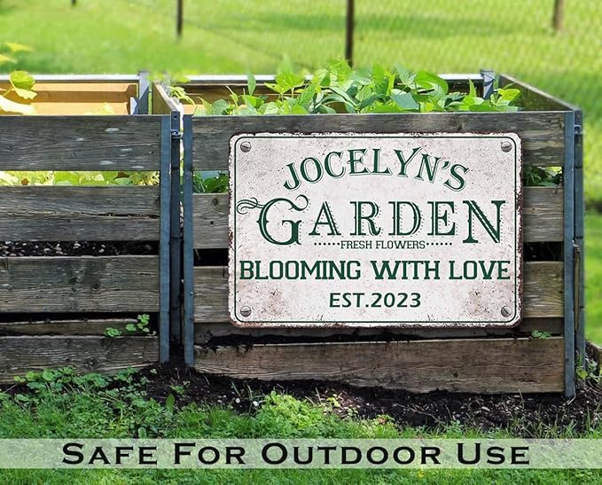 Custom Metal Signs with Name Made in USA Personalized Vintage Garden Sign Waterproof Vintage Decorative Metal Print for Wall Decor Customized Home Garden Ideas Gifts Artwork Prints for Yard Ourdoor